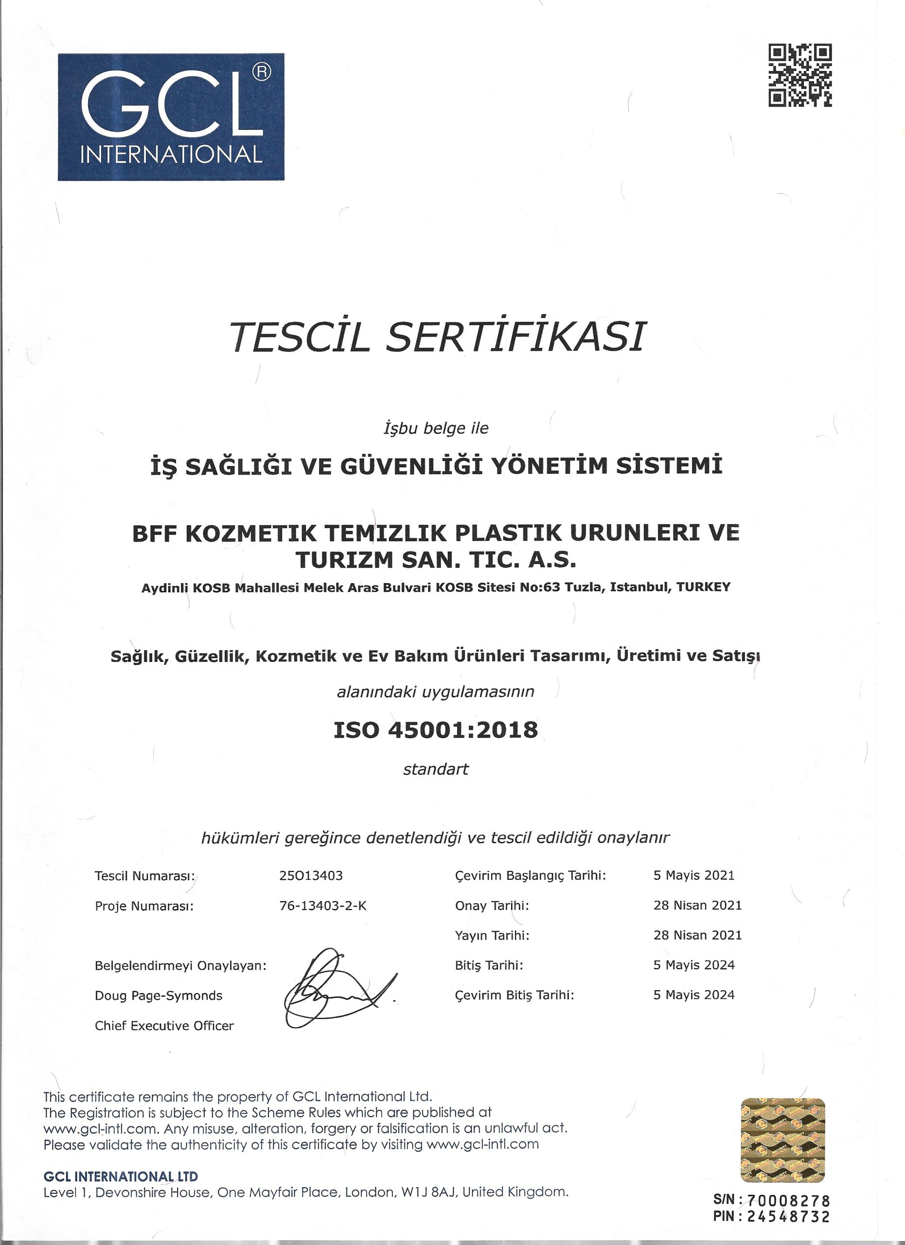 ISO45001 – BFF KOZMETIK 2023 TR